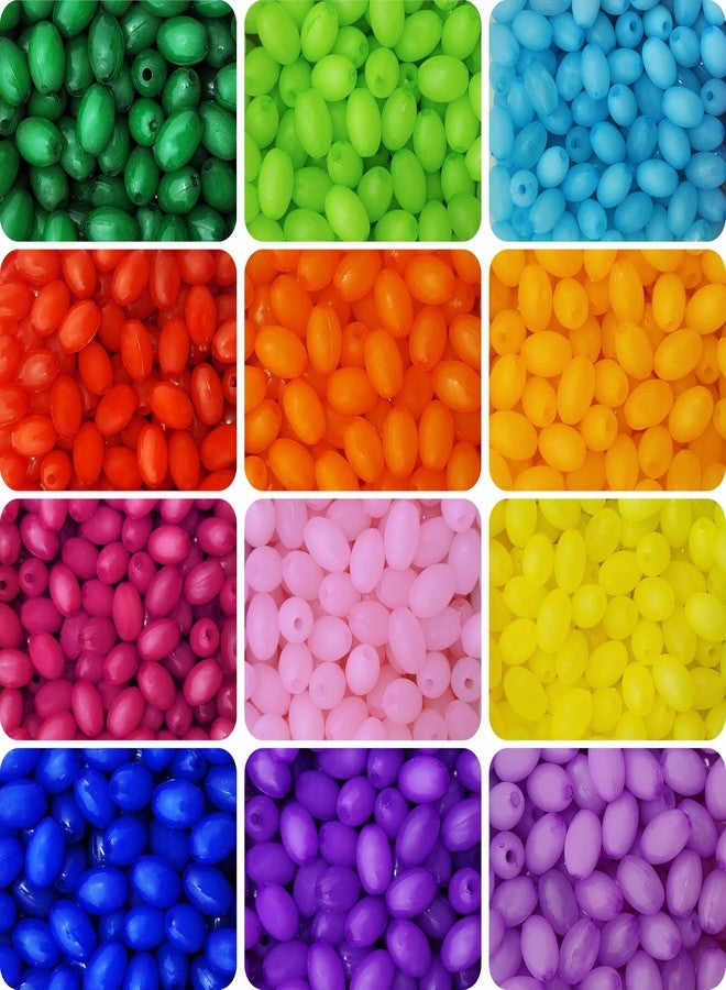 INDIKONB Oval Shaped Beads Combo Set | 8x11 mm Opaque Pastel Finish Acrylic Beads for Craft, Decoration & Jewelry Making | Multicolour Plastic Beads - Image 1